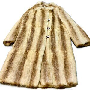 Vintage 1980's Europian Muskrat Fur Coat Size M Poland